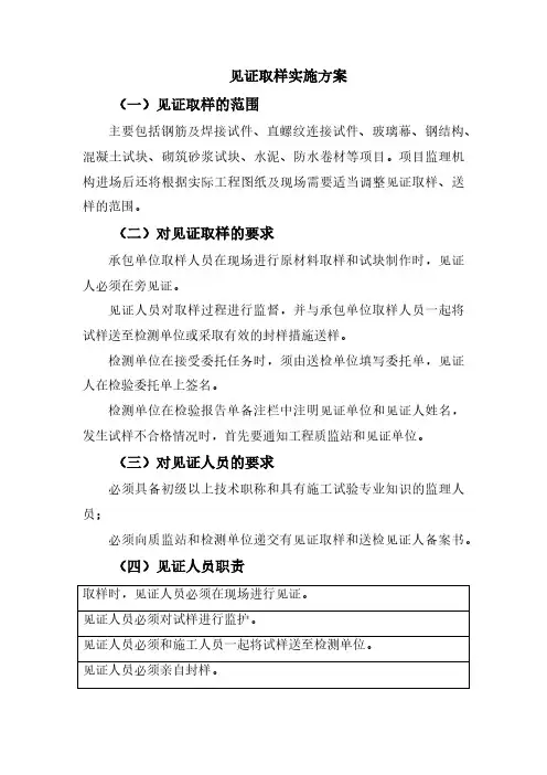 见证取样实施方案