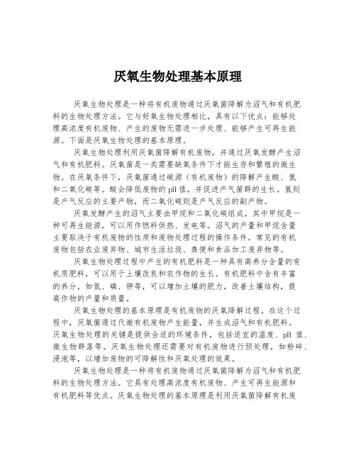 厌氧生物处理基本原理