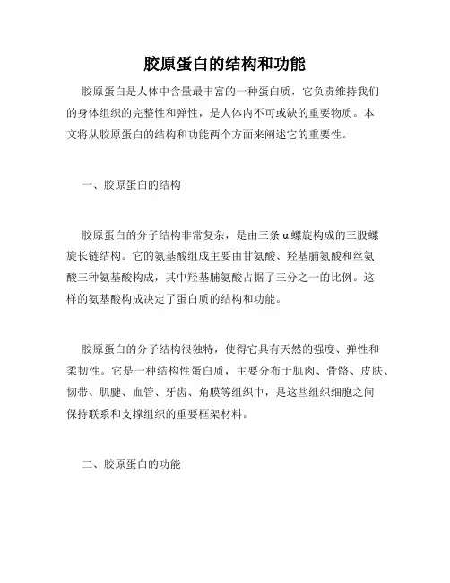 胶原蛋白的结构和功能