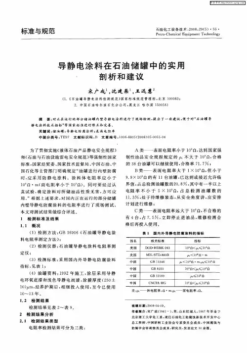 导静电涂料在石油储罐中的实用剖析和建议