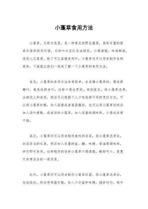 小蓬草食用方法