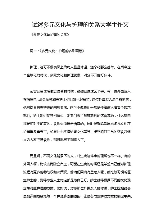试述多元文化与护理的关系大学生作文