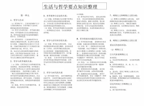 高中政治必修四《生活与哲学》重点知识