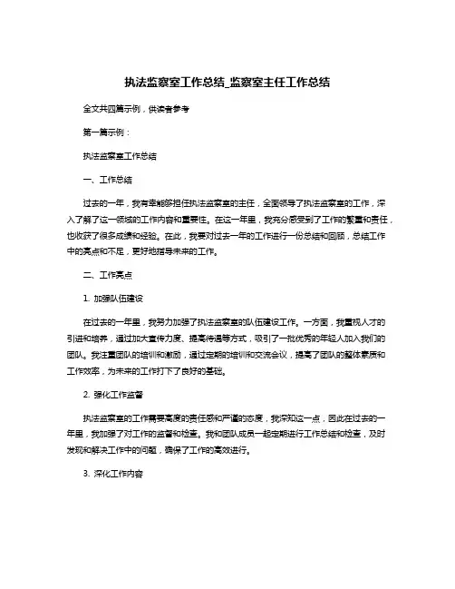 执法监察室工作总结_监察室主任工作总结