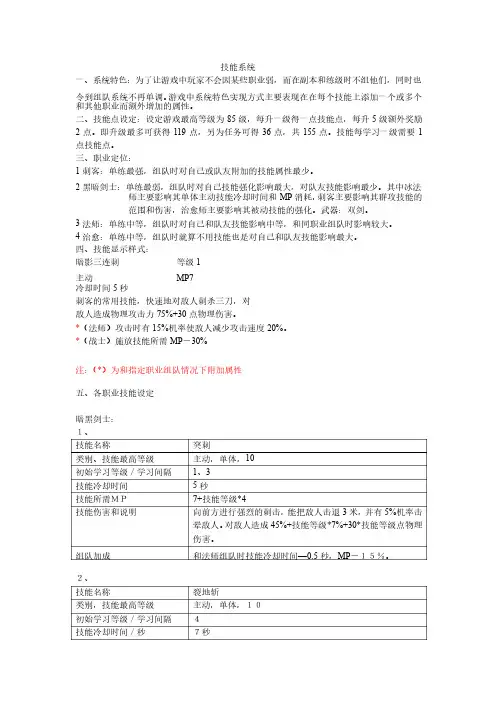 技能系统——精选推荐