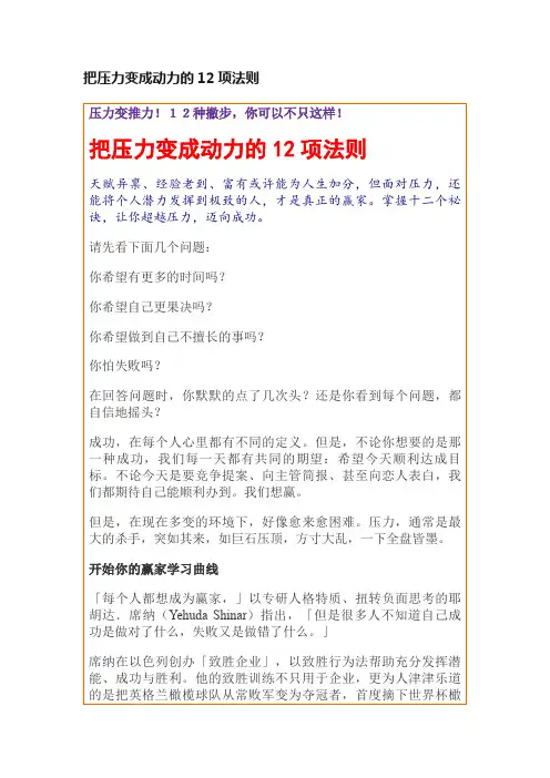 把压力变成动力的12项法则