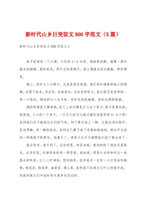 新时代山乡巨变征文800字范文(5篇)