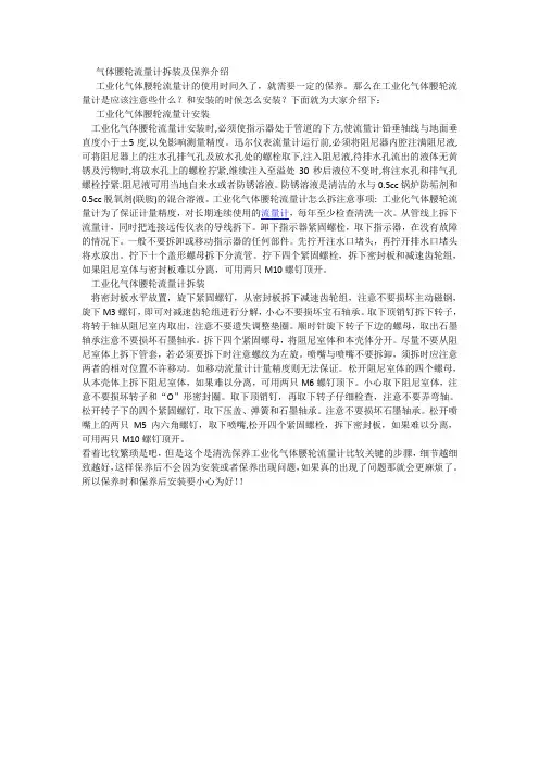 气体腰轮流量计拆装及保养介绍