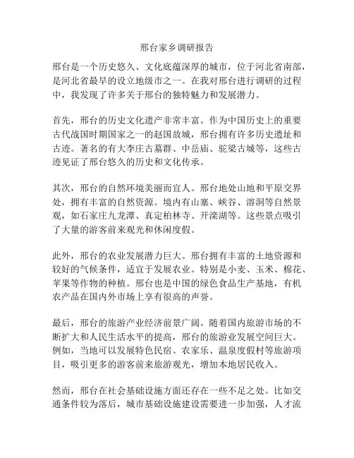 邢台家乡调研报告