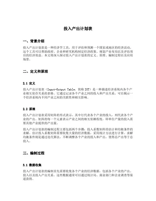 投入产出计划表