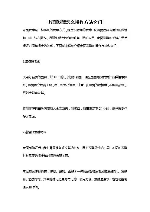 老面发酵怎么操作方法窍门