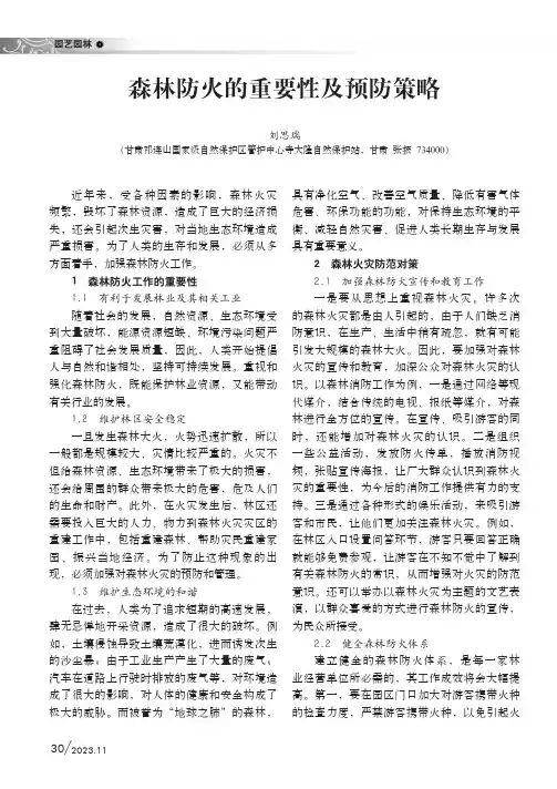 森林防火的重要性及预防策略