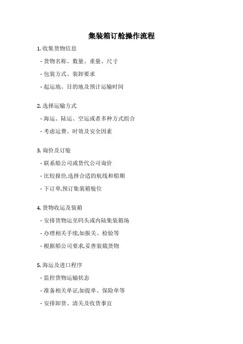 集装箱订舱操作流程
