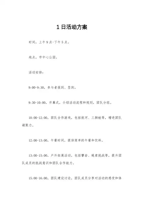 1日活动方案
