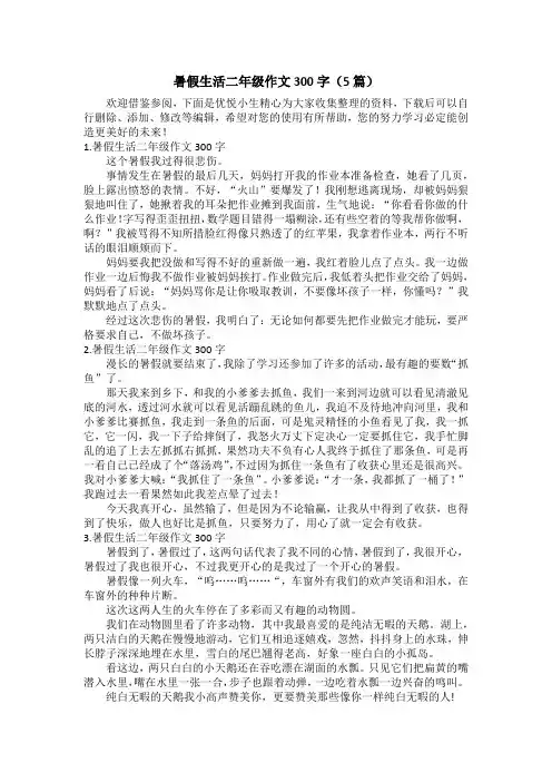 暑假生活二年级作文300字(5篇)
