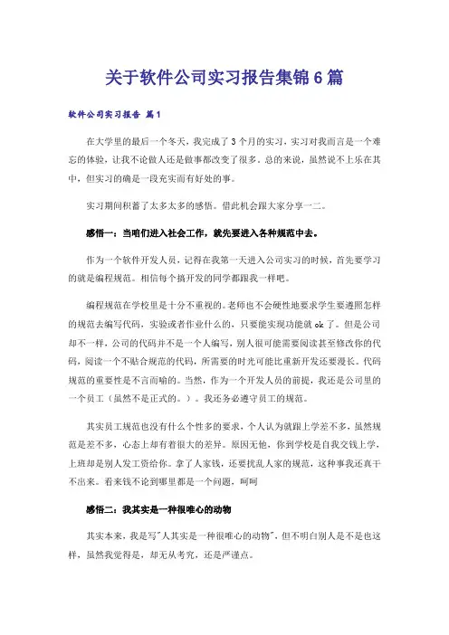关于软件公司实习报告集锦6篇