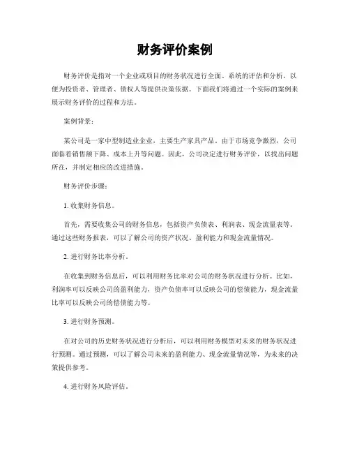 财务评价案例