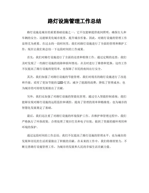 路灯设施管理工作总结