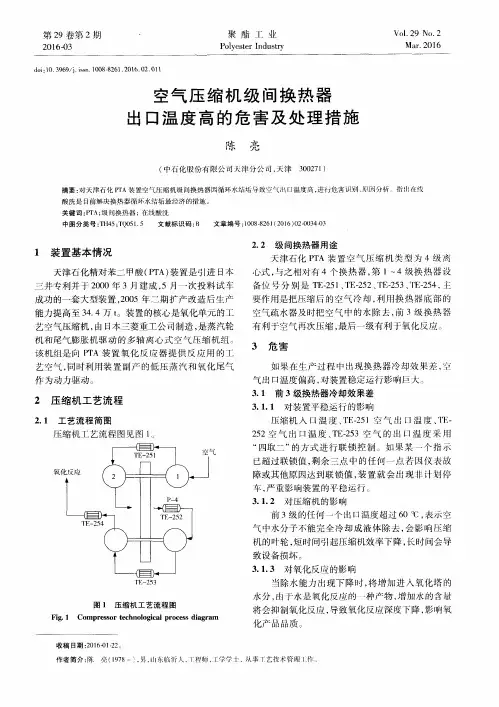 空气压缩机级间换热器出口温度高的危害及处理措施