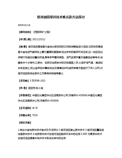 塔河油田录井技术难点及方法探讨