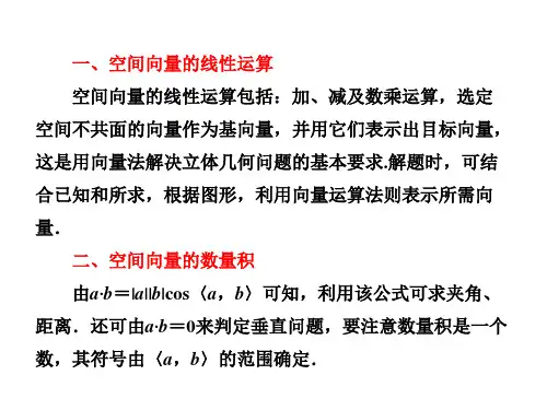 空间向量与立体几何章末小结 课件
