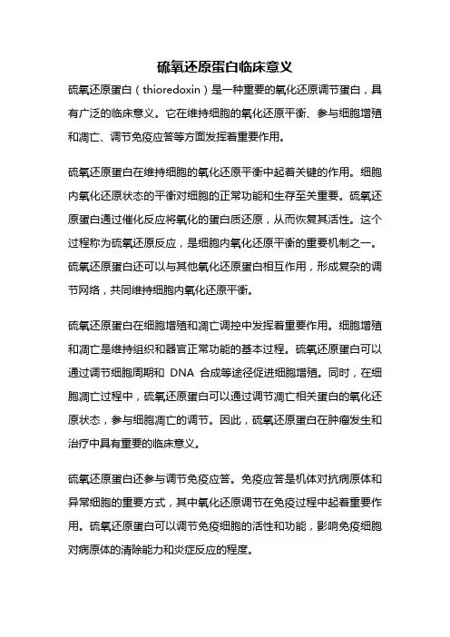 硫氧还原蛋白临床意义
