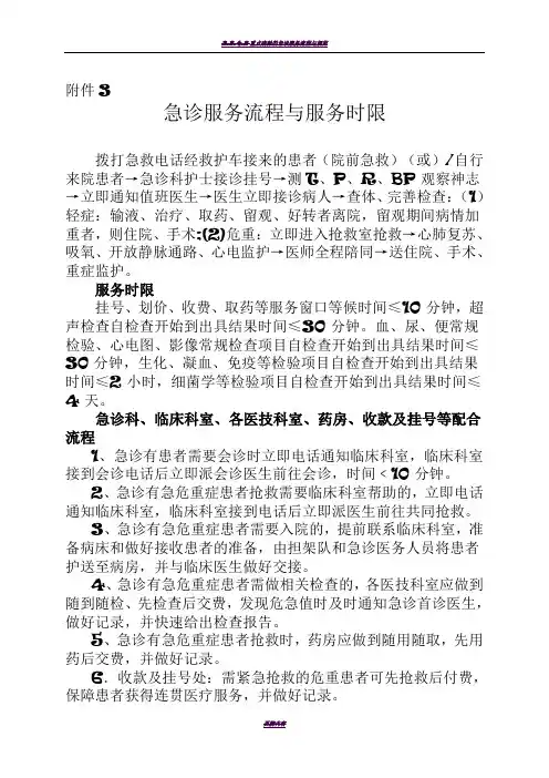 重点病种的急诊服务流程与服务时限