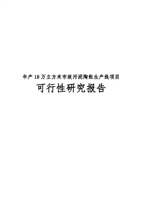 年产18万立方米市政污泥陶粒生产线项目可行性实施报告