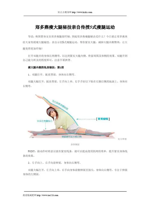 郑多燕瘦大腿秘技亲自传授5式瘦腿运动