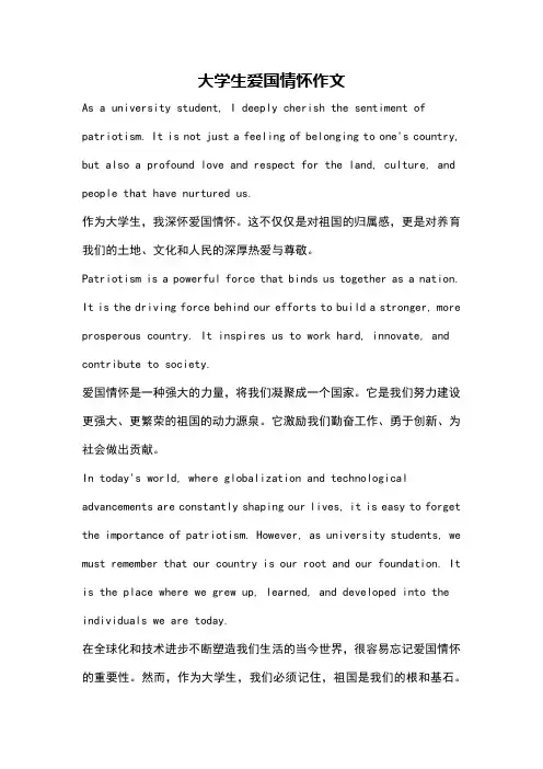 大学生爱国情怀作文