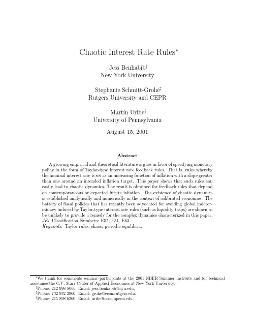 Chaotic Interest Rate Rules