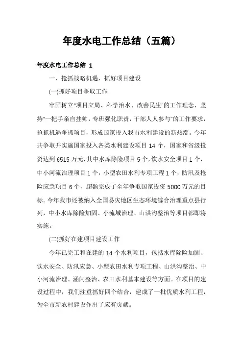 年度水电工作总结(五篇)