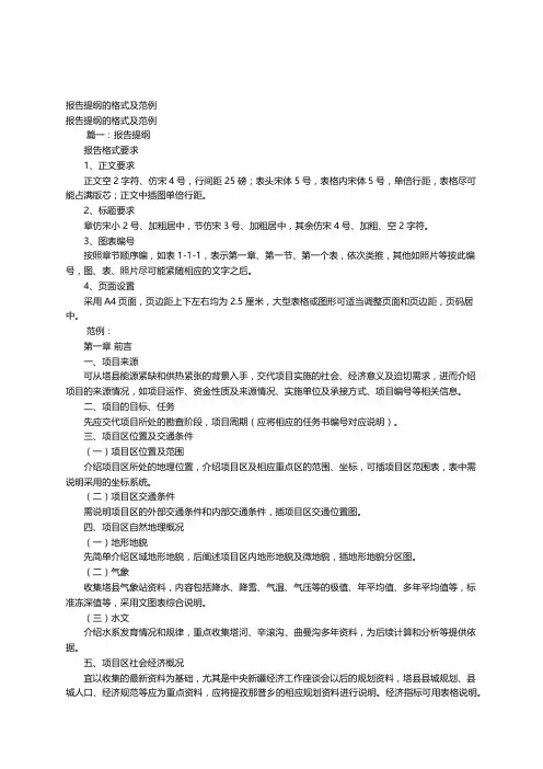报告提纲的格式及范例