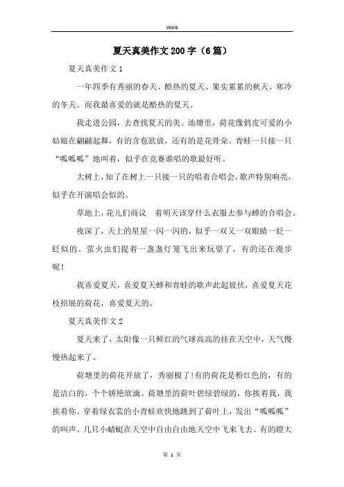 夏天真美作文200字(6篇)