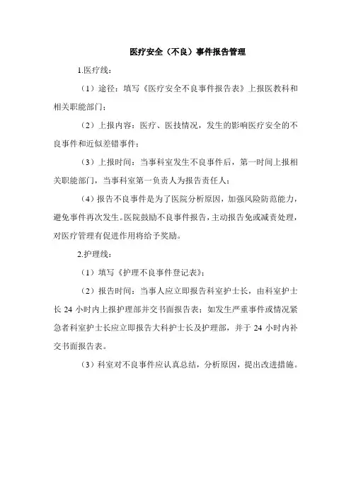医疗安全(不良)事件报告管理
