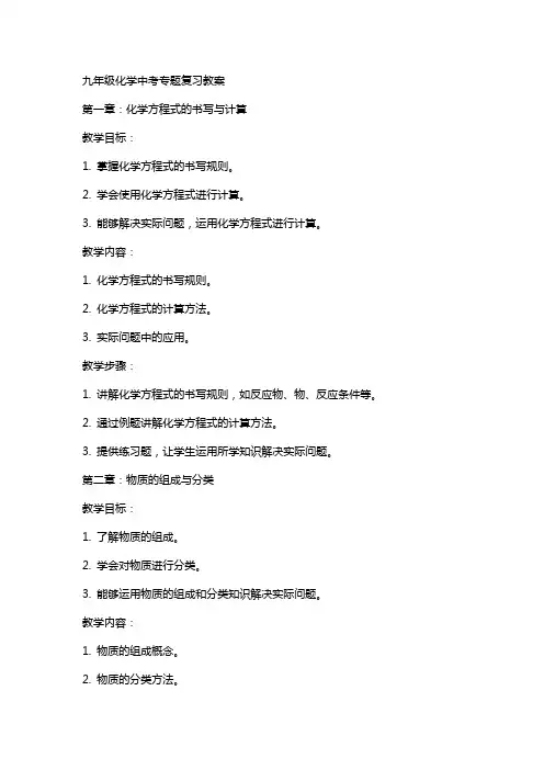 九年级化学中考专题复习教案