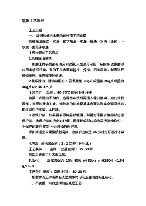 镀镍工艺流程