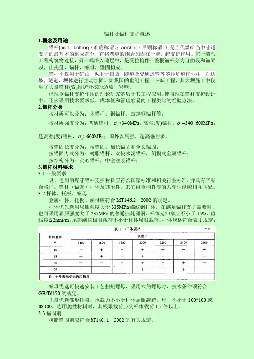 锚杆及锚杆支护概述