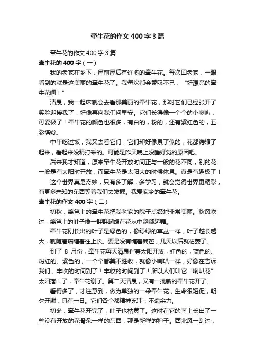 牵牛花的作文400字3篇