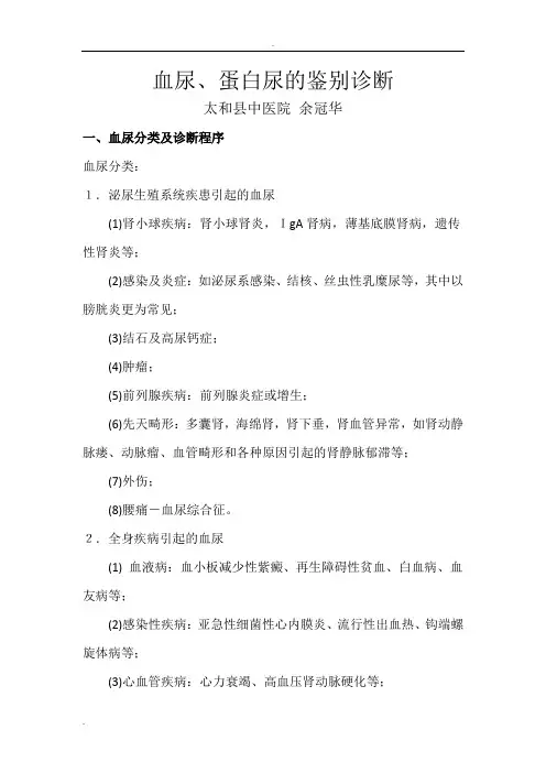 血尿蛋白尿的鉴别诊断