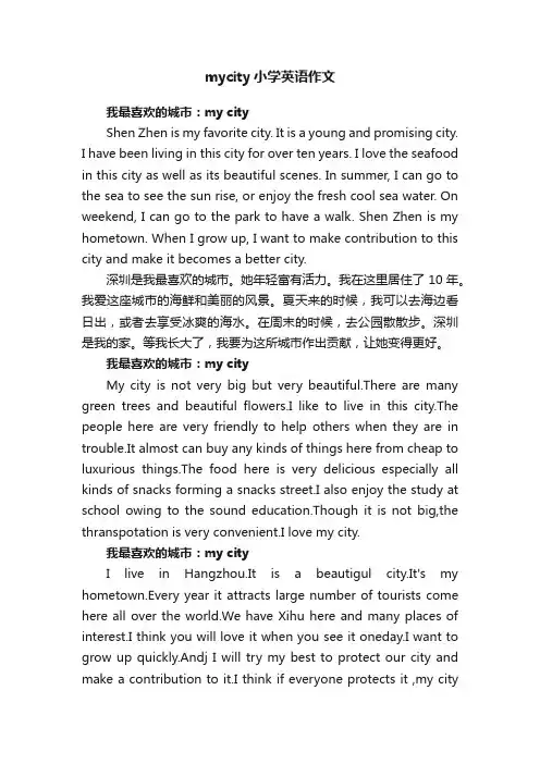 mycity小学英语作文