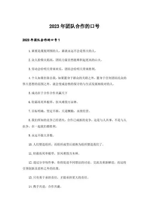 2023年团队合作的口号