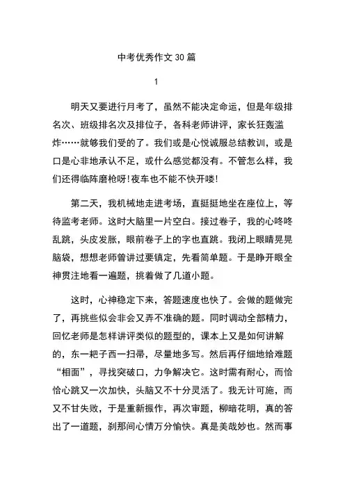 中考优秀作文30篇