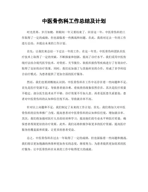 中医骨伤科工作总结及计划