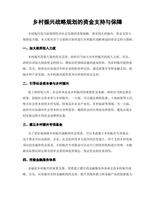 乡村振兴战略规划的资金支持与保障
