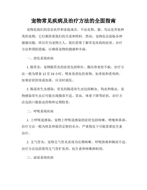 宠物常见疾病及治疗方法的全面指南