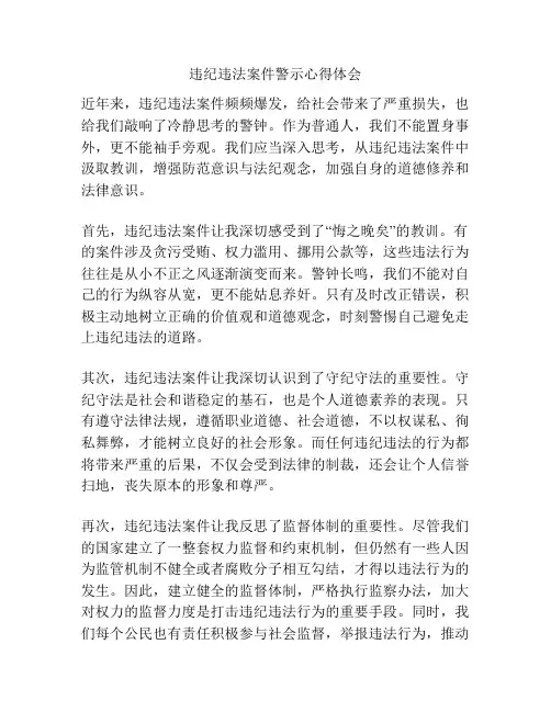违纪违法案件警示心得体会