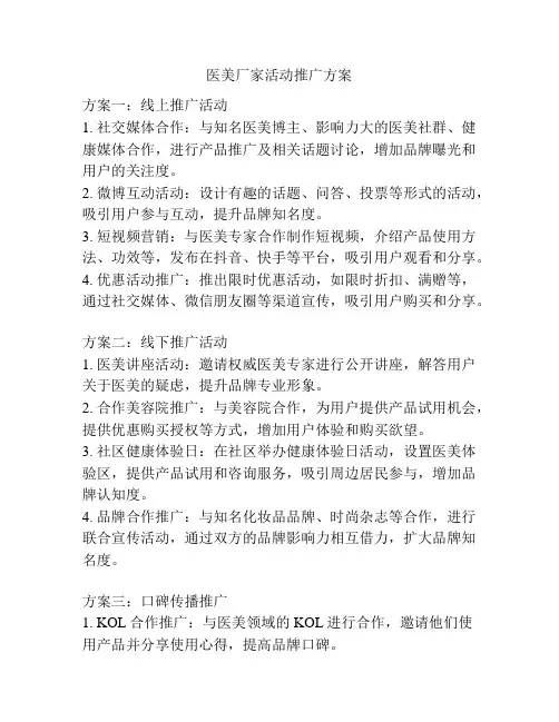 医美厂家活动推广方案