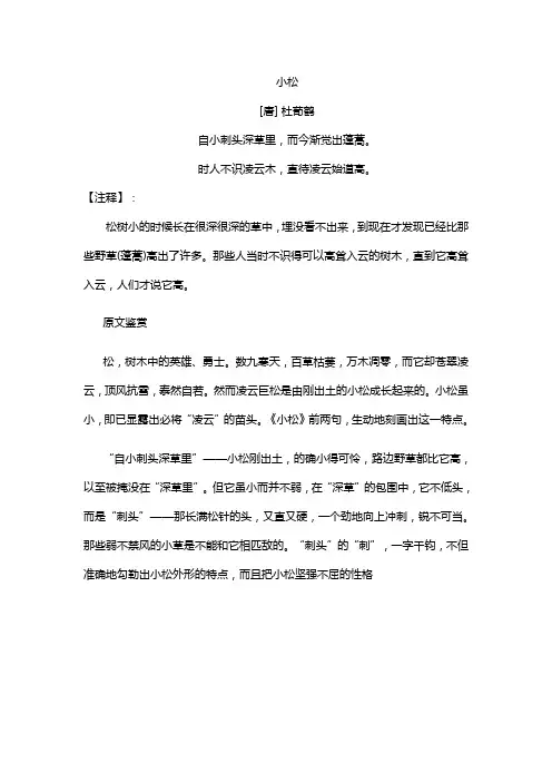 杜荀鹤《小松》原文及翻译赏析