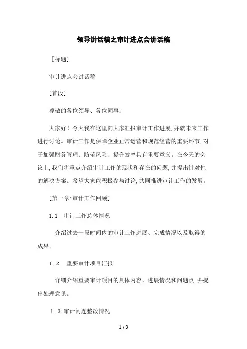 领导讲话稿之审计进点会讲话稿